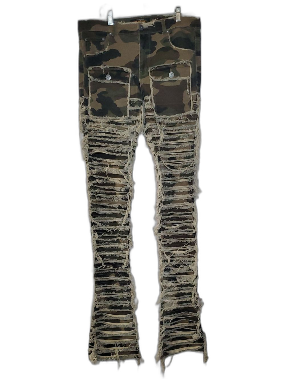 Majestik Camo Distressed Ladder Ripped Skinny Jeans - Size 34